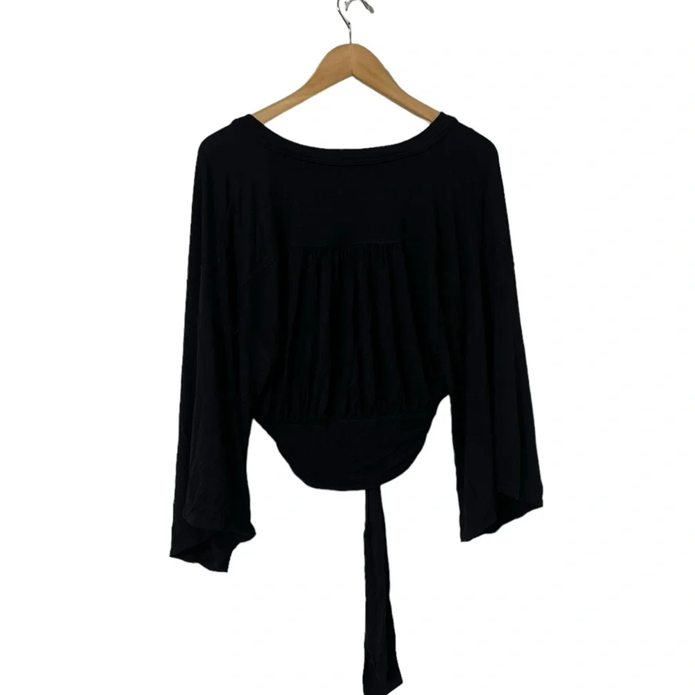 FREE PEOPLE That’s A Wrap Wide Sleeve Kimono Wrap Knit Top Shirt